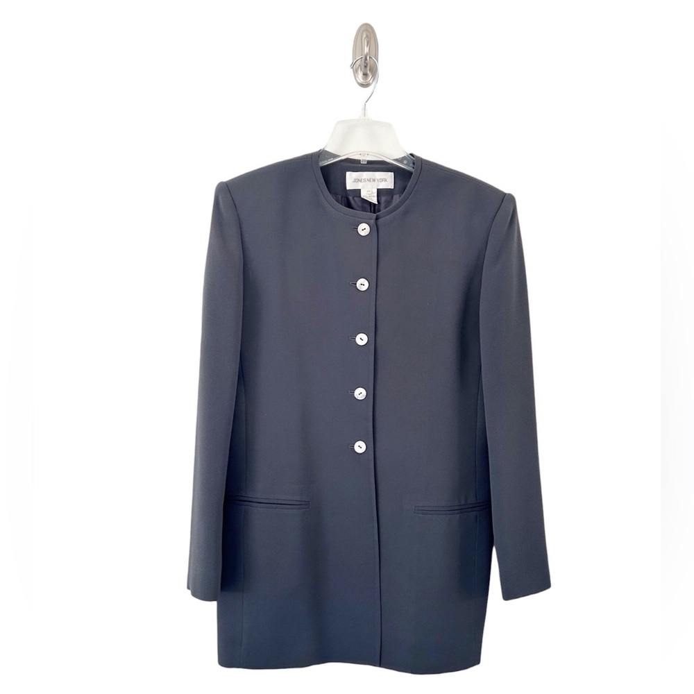 Jones New York Vintage ‘90s Women’s Dark Gray Collarless Blazer Size 10